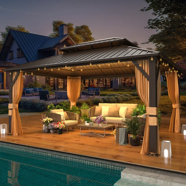 Heavy-Duty Aluminum Gazebo with Galvanized Steel Double Roof - Image 3
