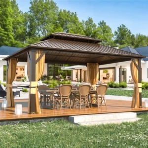 Heavy-Duty Aluminum Gazebo with Galvanized Steel Double Roof